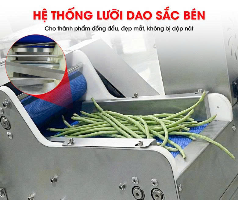 Máy cắt rau củ liên hoàn JY-200 Hệ thống lưỡi dao bằng inox sắc bén