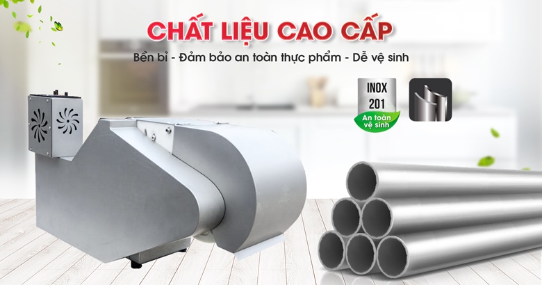 Máy cắt rau củ liên hoàn JY-200 Chất liệu bằng inox cao cấp, sáng bóng, dễ vệ sinh