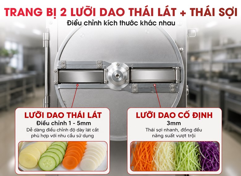 Máy cắt lát sợi củ quả QSP30 Lưỡi dao thái lát và thái sợi
