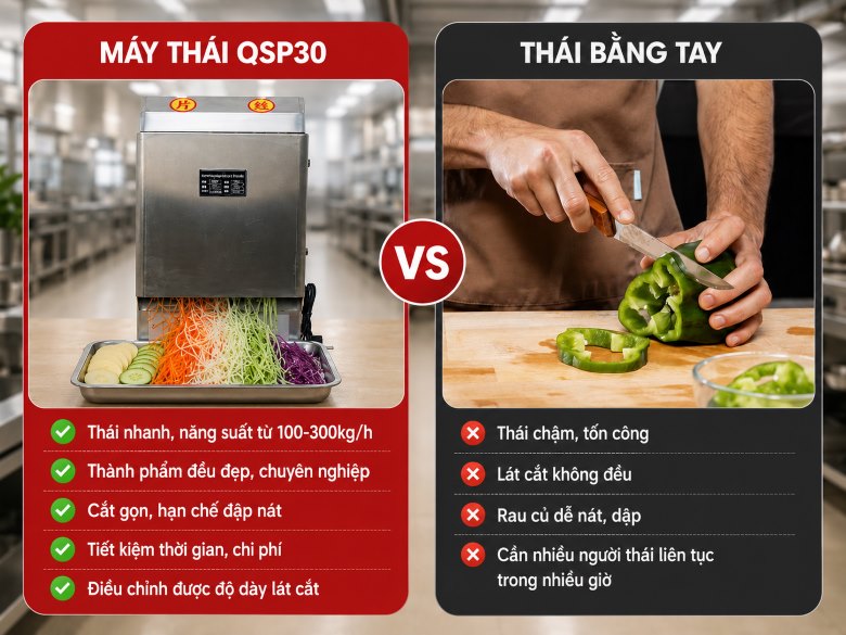 Máy cắt lát sợi củ quả QSP30 Những lợi ích tuyệt vời khi sử dụng máy cắt lát sợi củ quả QSP30