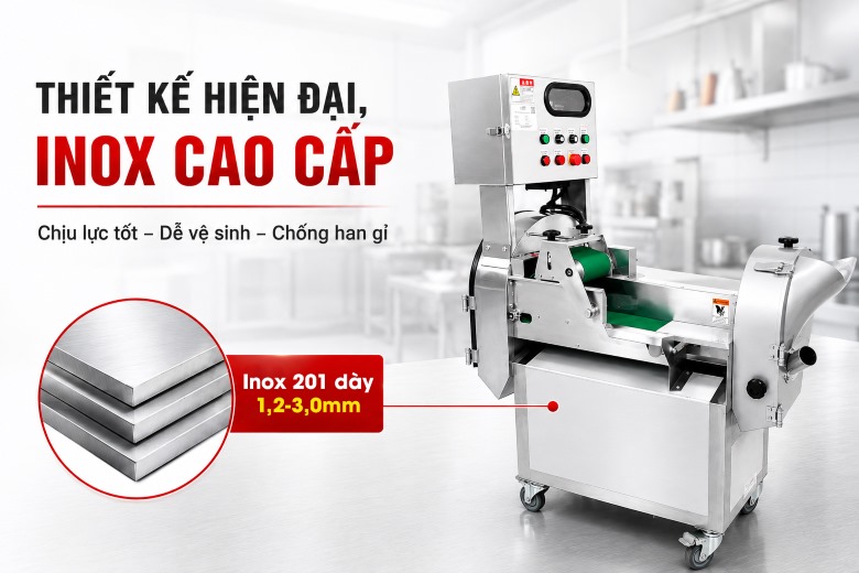 Máy cắt rau củ quả đa năng MG-607 Khung inox chắc chắn, bền bỉ theo thời gian