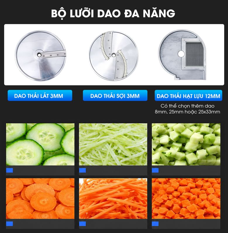 Máy cắt rau củ quả đa năng MG-607 Bộ dao đa năng, thay đổi kiểu cắt nhanh chóng